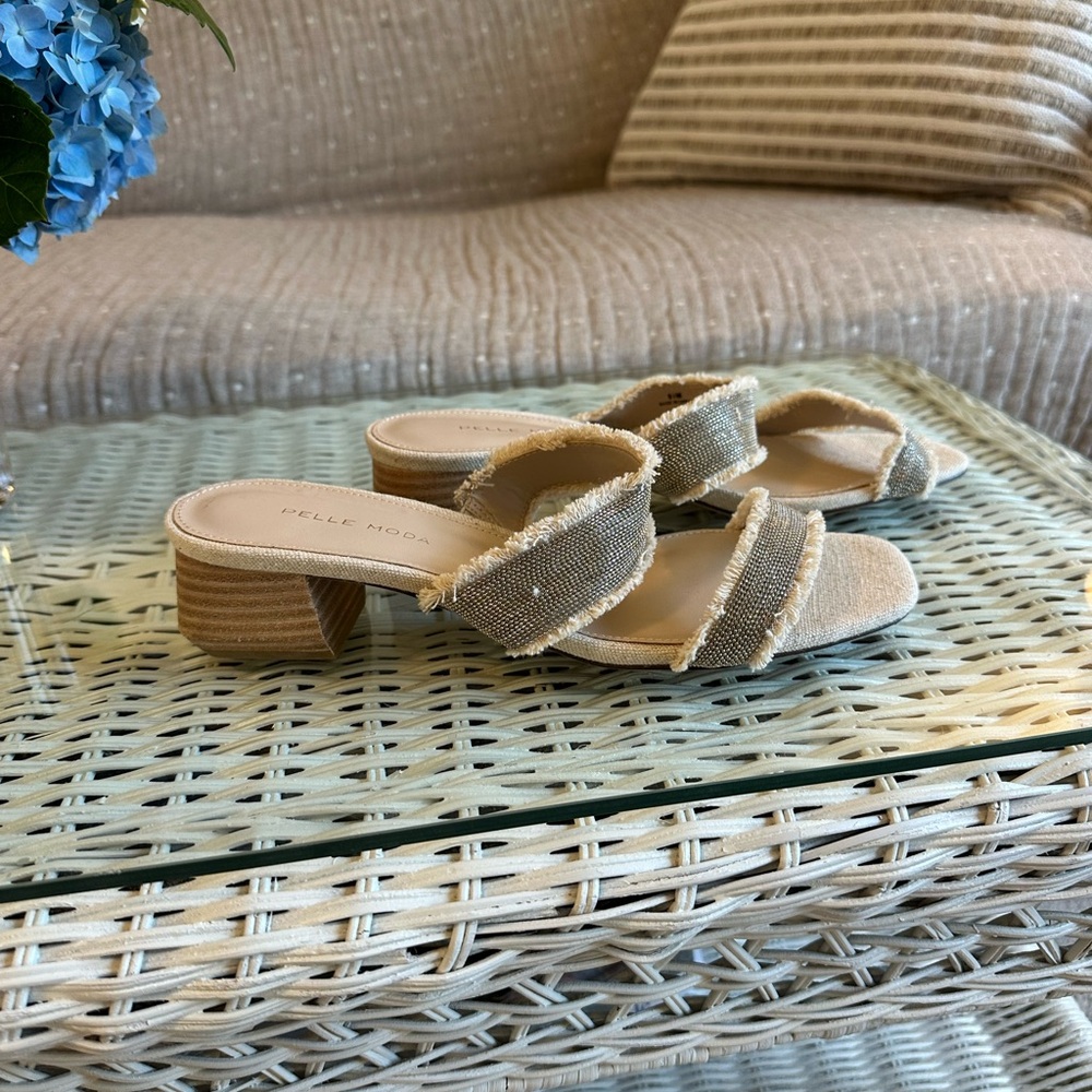Pelle Moda Beige Textured Mules